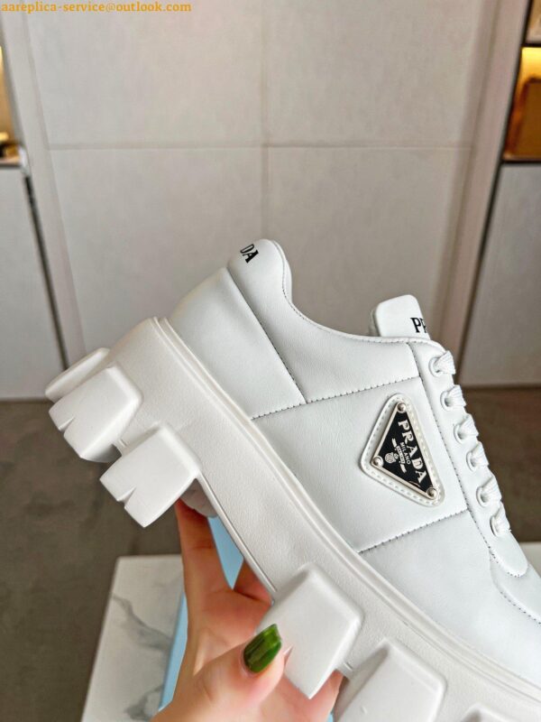 Replica Prada Women's Sneakers in White Padded Nappa Leather 3