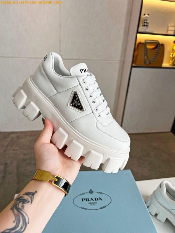 Replica Prada Women's Sneakers in White Padded Nappa Leather 7