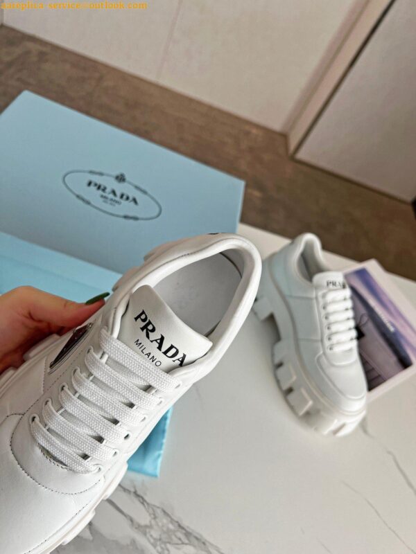 Replica Prada Women's Sneakers in White Padded Nappa Leather 9