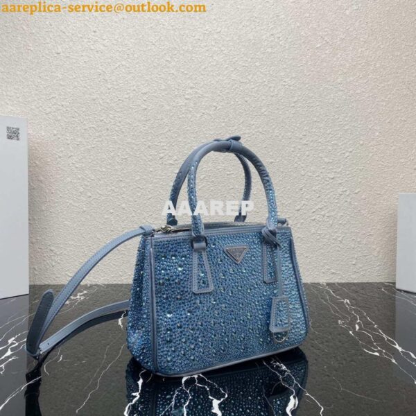 Replica Prada 1BA896 Prada Galleria Saffiano leather small bag Blue 5