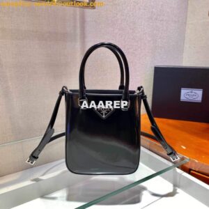 Replica Prada 1BA331 Small Brushed Leather Tote Black