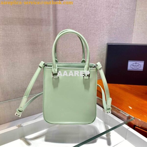 Replica Prada 1BA331 Small Brushed Leather Tote Light Green 4