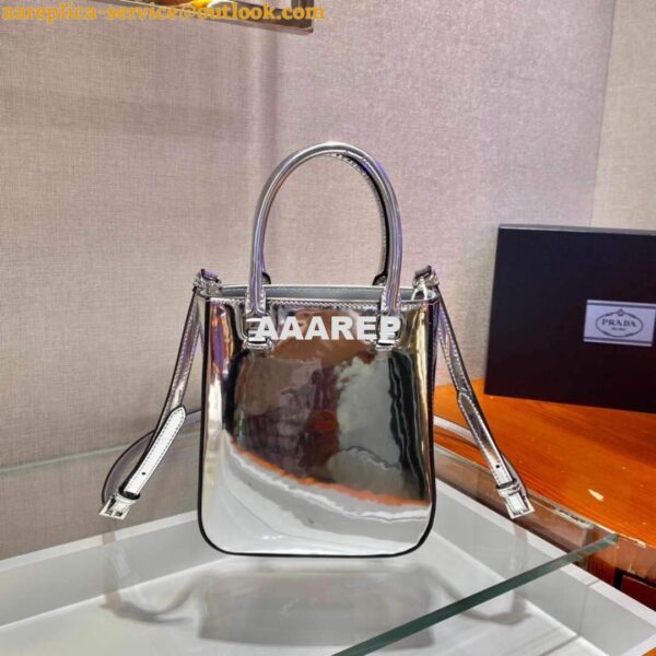 Replica Prada 1BA331 Small Brushed Leather Tote Silver 6