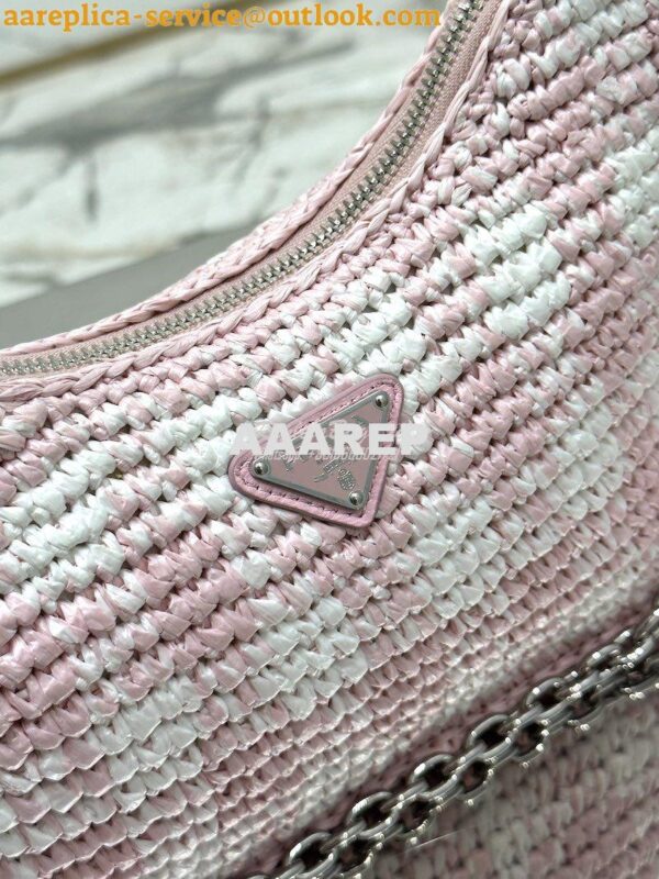 Replica Prada Re-Edition Crochet Mini-bag Raffia 1BC204 Alabaster Pink 10