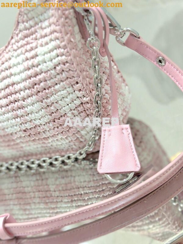 Replica Prada Re-Edition Crochet Mini-bag Raffia 1BC204 Alabaster Pink 11