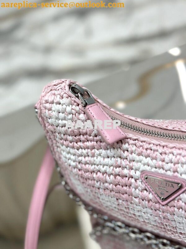 Replica Prada Re-Edition Crochet Mini-bag Raffia 1BC204 Alabaster Pink 12