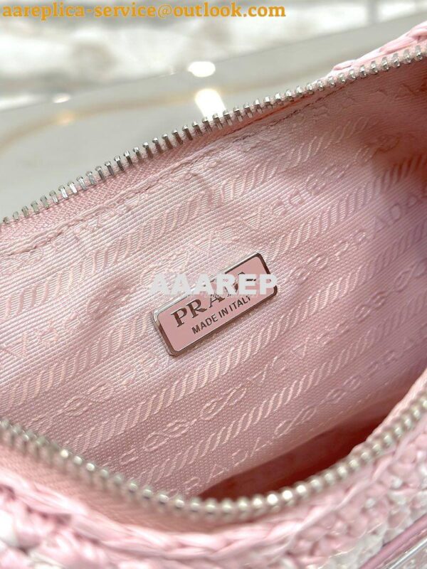 Replica Prada Re-Edition Crochet Mini-bag Raffia 1BC204 Alabaster Pink 13