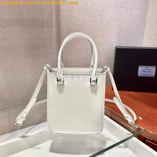 Replica Prada 1BA331 Small Brushed Leather Tote White 6