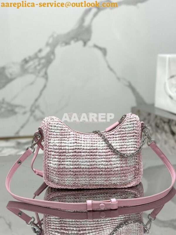 Replica Prada Re-Edition Crochet Mini-bag Raffia 1BC204 Alabaster Pink 15