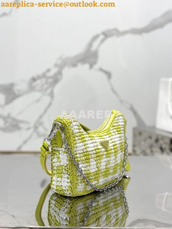 Replica Prada Re-Edition Crochet Mini-bag Raffia 1BC204 Citron Yellow 6