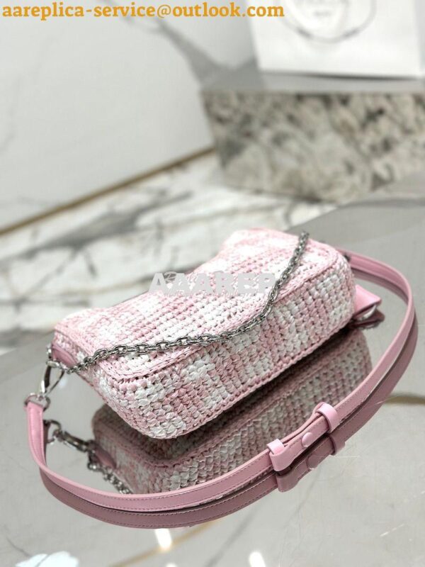 Replica Prada Re-Edition Crochet Mini-bag Raffia 1BC204 Alabaster Pink 16