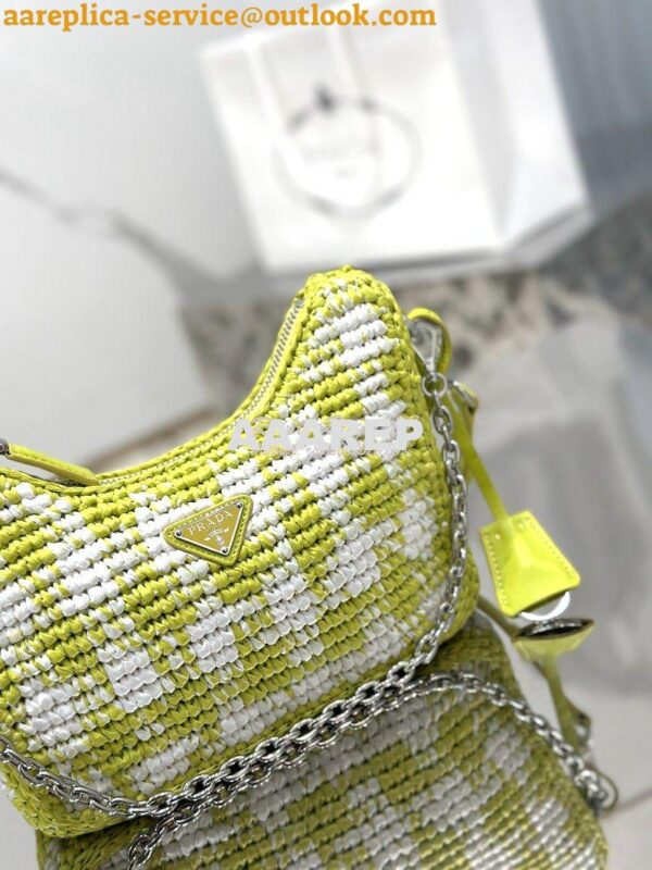 Replica Prada Re-Edition Crochet Mini-bag Raffia 1BC204 Citron Yellow 7