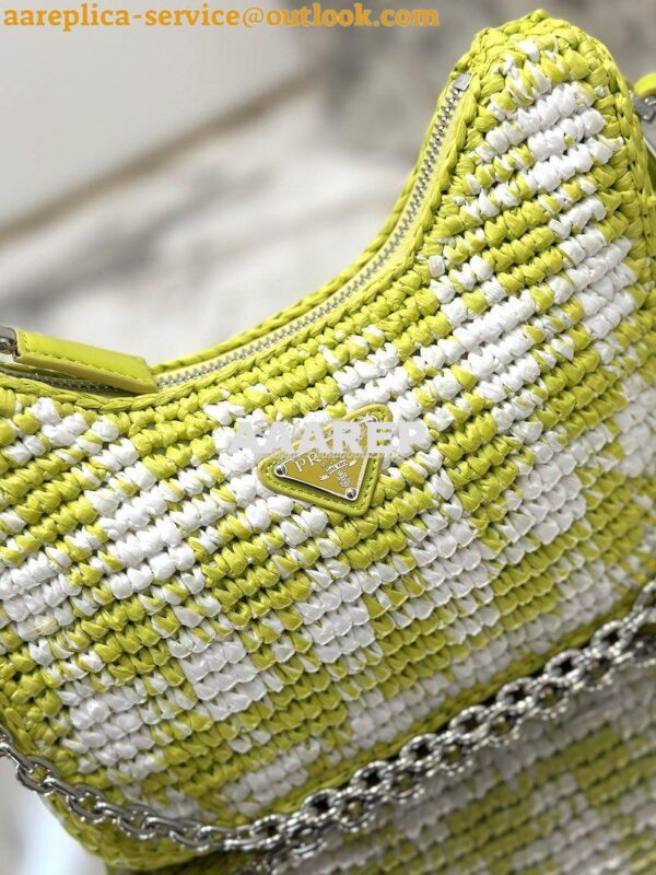 Replica Prada Re-Edition Crochet Mini-bag Raffia 1BC204 Citron Yellow 9