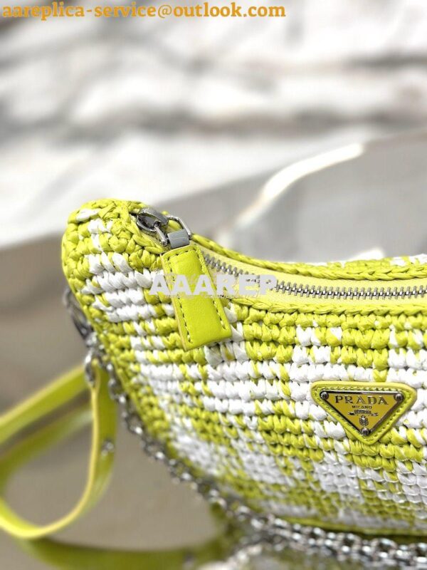 Replica Prada Re-Edition Crochet Mini-bag Raffia 1BC204 Citron Yellow 10