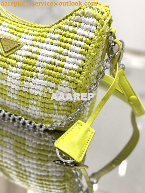 Replica Prada Re-Edition Crochet Mini-bag Raffia 1BC204 Citron Yellow 11