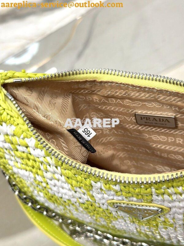 Replica Prada Re-Edition Crochet Mini-bag Raffia 1BC204 Citron Yellow 13