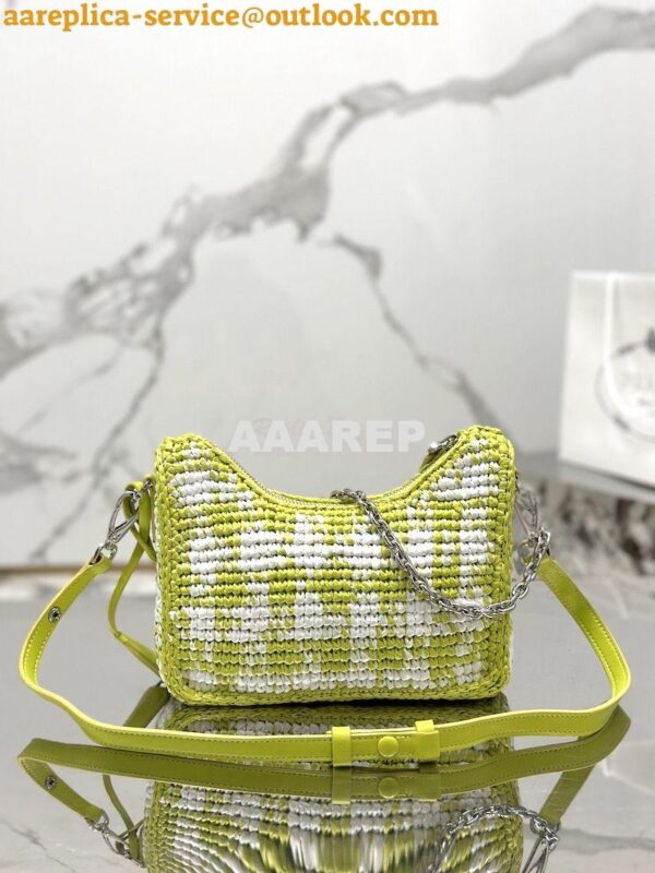 Replica Prada Re-Edition Crochet Mini-bag Raffia 1BC204 Citron Yellow 14