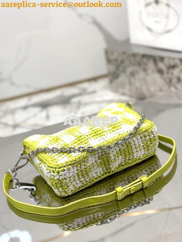 Replica Prada Re-Edition Crochet Mini-bag Raffia 1BC204 Citron Yellow 15