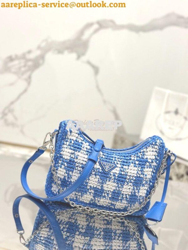 Replica Prada Re-Edition Crochet Mini-bag Raffia 1BC204 Light Blue 4