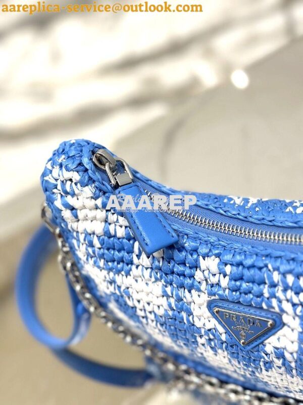 Replica Prada Re-Edition Crochet Mini-bag Raffia 1BC204 Light Blue 9