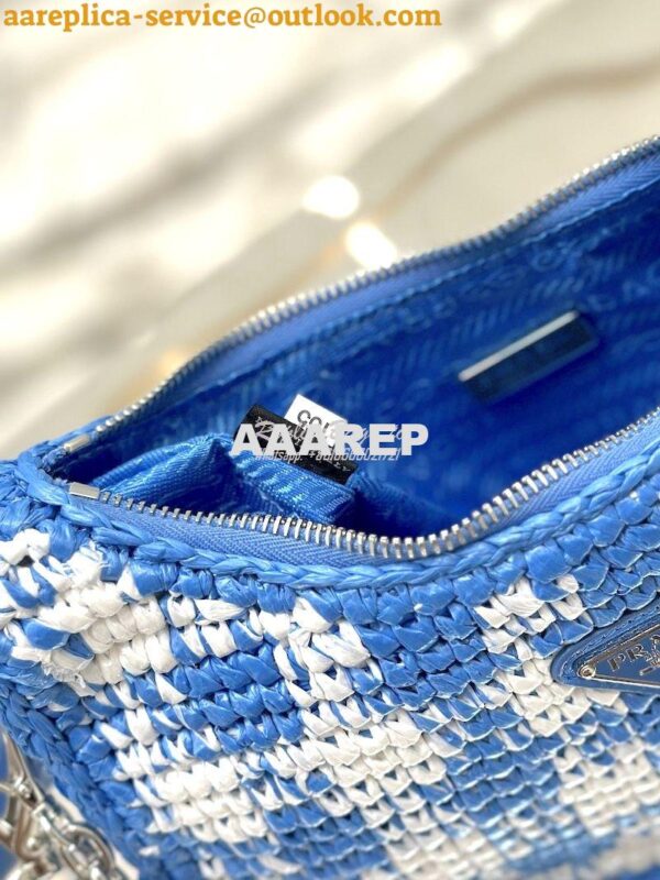 Replica Prada Re-Edition Crochet Mini-bag Raffia 1BC204 Light Blue 12