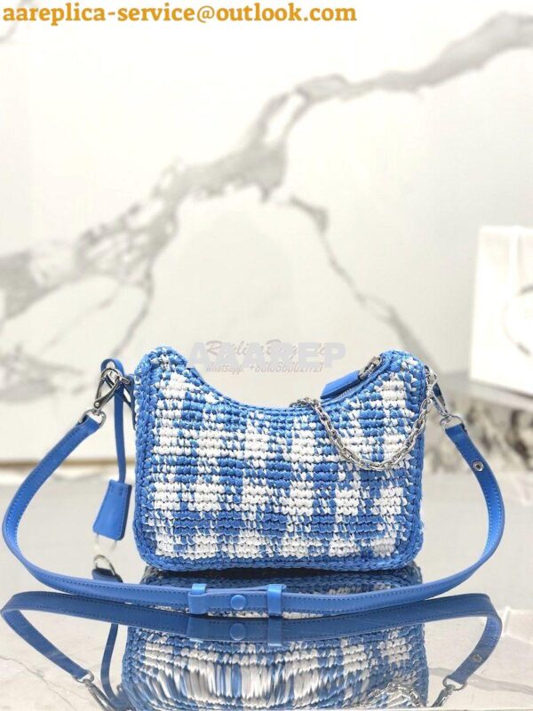 Replica Prada Re-Edition Crochet Mini-bag Raffia 1BC204 Light Blue 13