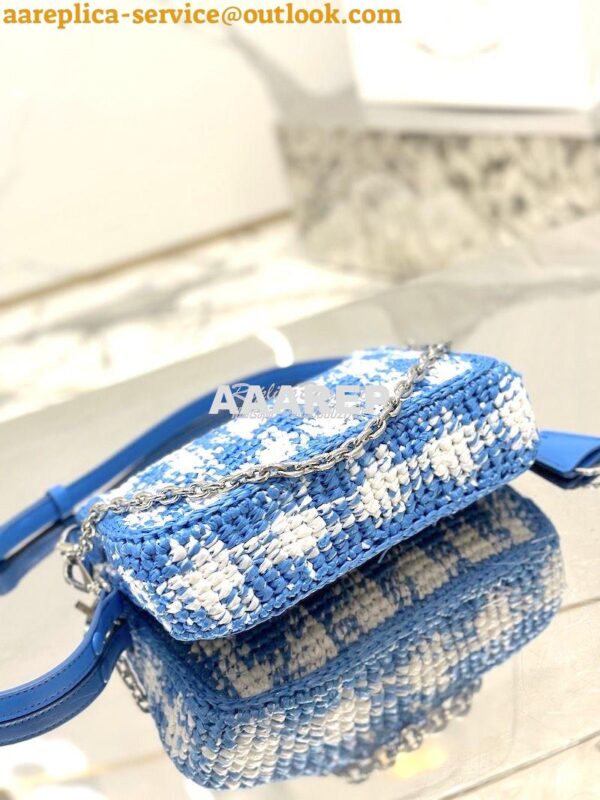 Replica Prada Re-Edition Crochet Mini-bag Raffia 1BC204 Light Blue 14