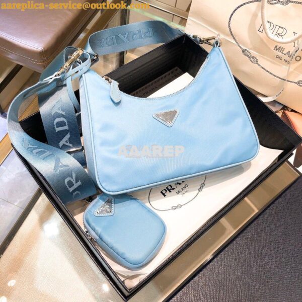 Replica Prada Re-Edition Nylon Multi-Pochette Bag 1BH204 Astral Blue 3