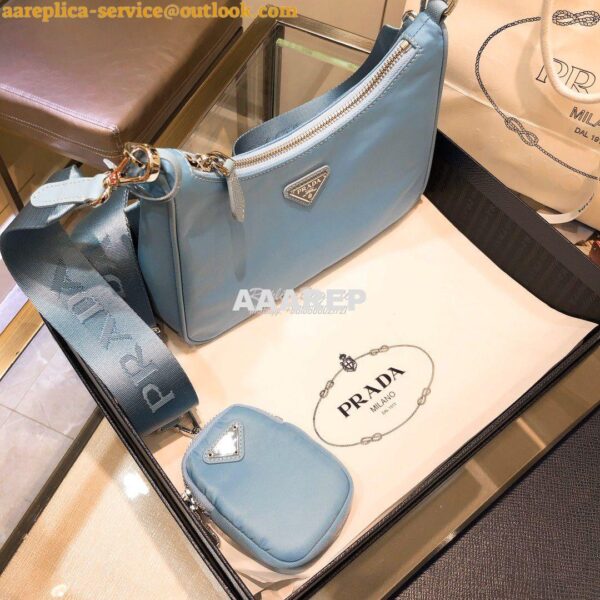 Replica Prada Re-Edition Nylon Multi-Pochette Bag 1BH204 Astral Blue 5