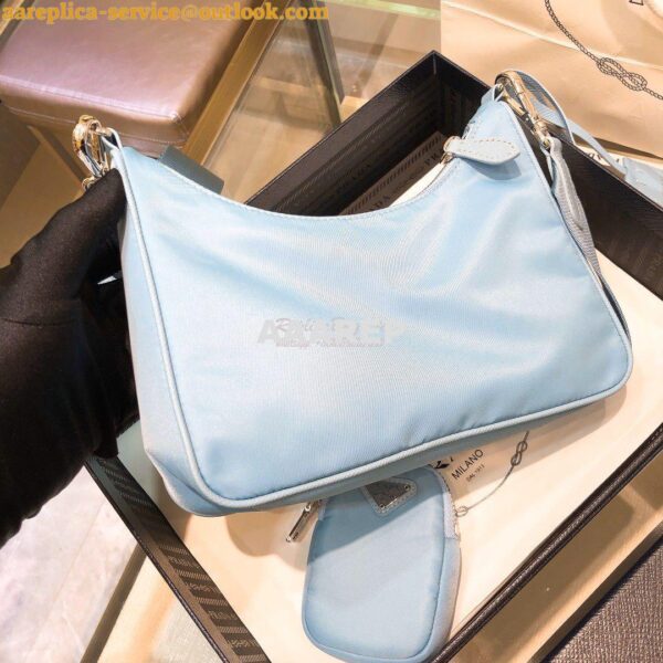 Replica Prada Re-Edition Nylon Multi-Pochette Bag 1BH204 Astral Blue 11