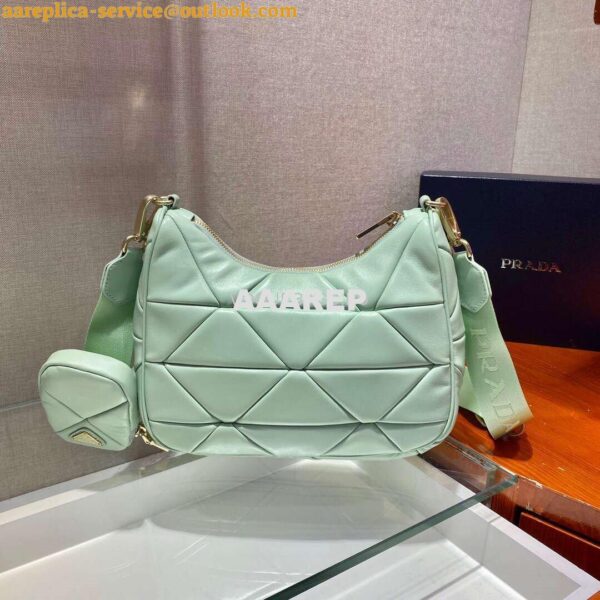 Replica Prada 1BC151 Prada Padded Calfskin Shoulder Bag in Green 5