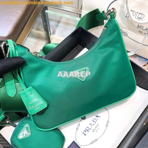 Replica Prada Re-Edition Nylon Multi-Pochette Bag 1BH204 Green 6