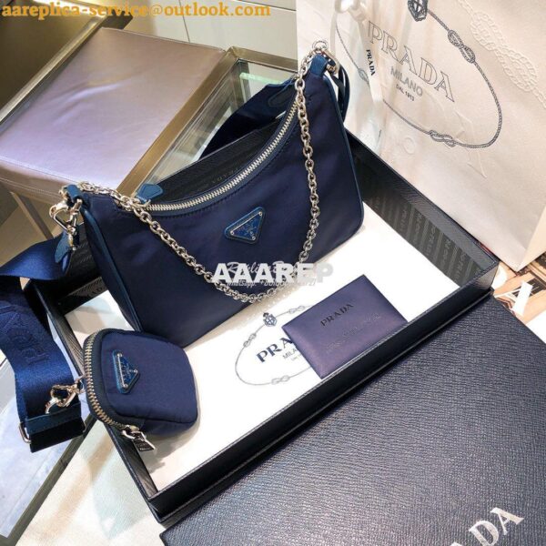 Replica Prada Re-Edition Nylon Multi-Pochette Bag 1BH204 Navy Blue 8