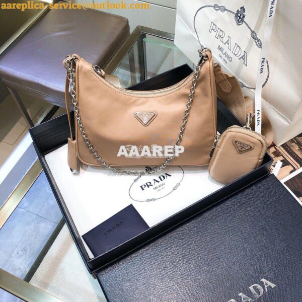 Replica Prada Re-Edition Nylon Multi-Pochette Bag 1BH204 Nude 3