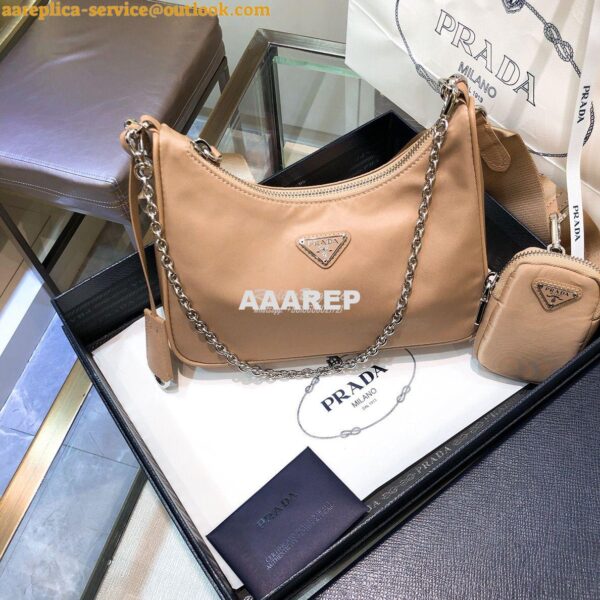 Replica Prada Re-Edition Nylon Multi-Pochette Bag 1BH204 Nude 4