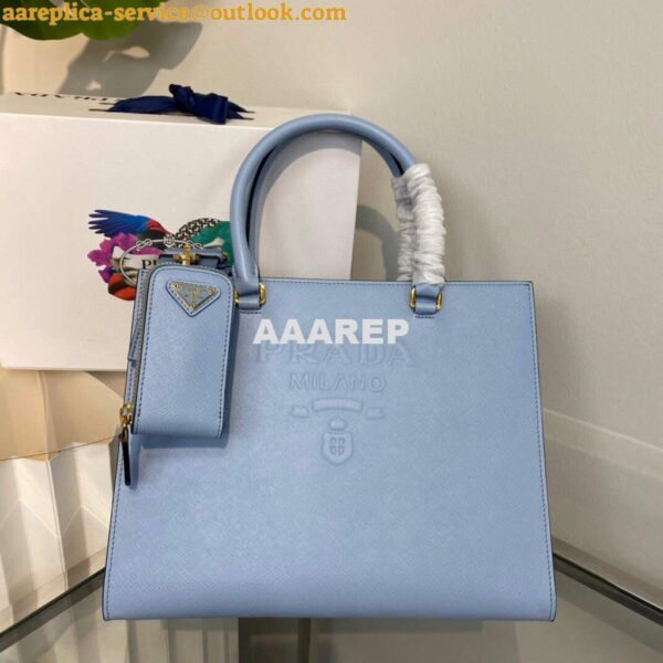 Replica Prada 1BA337 Medium Saffiano leather handbag Blue 6