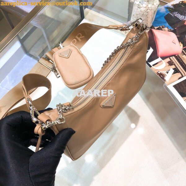 Replica Prada Re-Edition Nylon Multi-Pochette Bag 1BH204 Nude 9