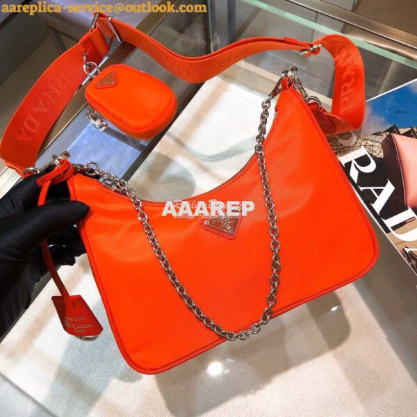 Replica Prada Re-Edition Nylon Multi-Pochette Bag 1BH204 Orange 3