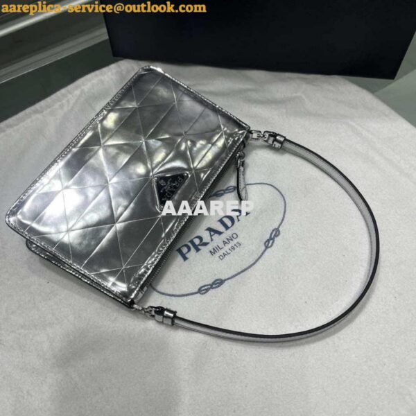 Replica Prada 1BC155 Saffiano leather mini Shoulder bag Silver 8