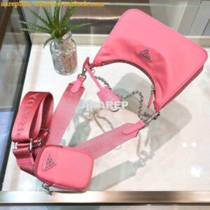 Replica Prada Re-Edition Nylon Multi-Pochette Bag 1BH204 Pink