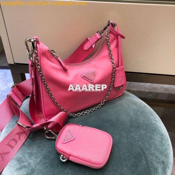 Replica Prada Re-Edition Nylon Multi-Pochette Bag 1BH204 Pink 6