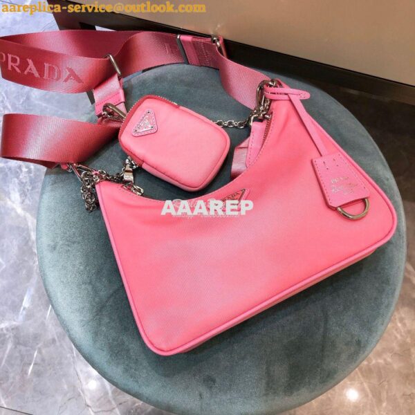 Replica Prada Re-Edition Nylon Multi-Pochette Bag 1BH204 Pink 7