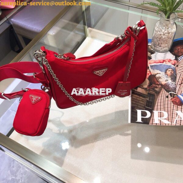 Replica Prada Re-Edition Nylon Multi-Pochette Bag 1BH204 Red 6