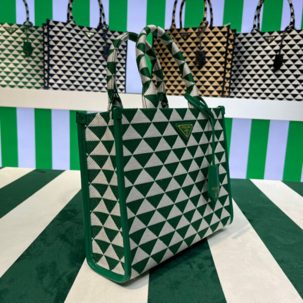 Replica Prada 1BA354 Small Prada Symbole jacquard fabric handbag Green White 3