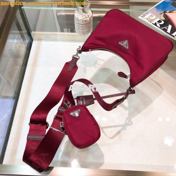 Replica Prada Re-Edition Nylon Multi-Pochette Bag 1BH204 Wine 8