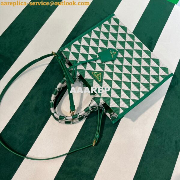 Replica Prada 1BA354 Small Prada Symbole jacquard fabric handbag Green White 10