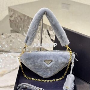 Replica Prada Re-edition Shearling Mini-bag 1BC543 Cornflower 2