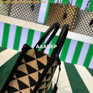 Replica Prada 1BA355 Symbole Jacquard Fabric Micro Bag Black Apricot 2