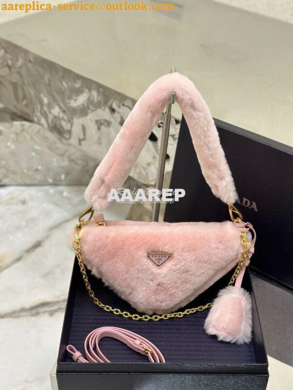 Replica Prada Re-edition Shearling Mini-bag 1BC543 Orchid Pink 3