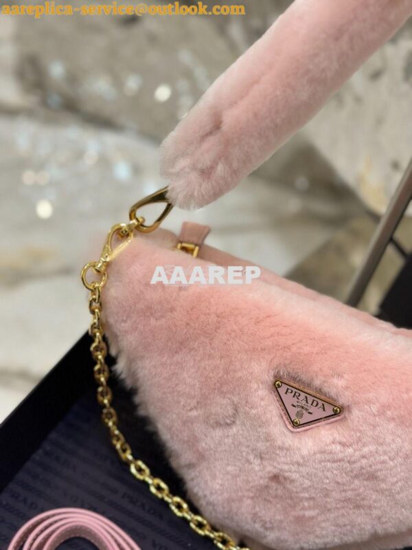 Replica Prada Re-edition Shearling Mini-bag 1BC543 Orchid Pink 6